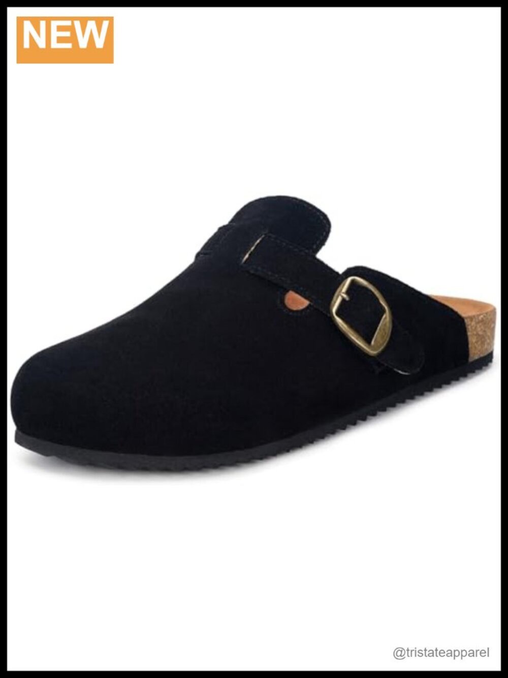Genuine Suede Clogs Cork Footbed Sandals | Adjustable Buckle | Unisex